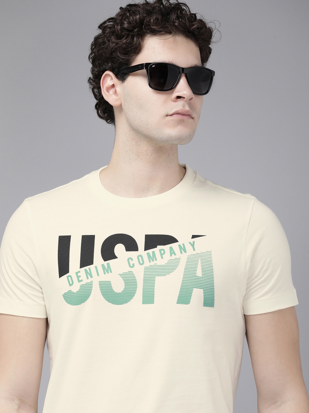 

U.S. Polo Assn. Denim Co. Brand Logo Printed Pure Cotton T-shirt, Off white