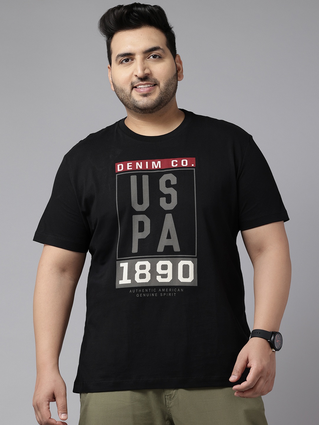 

U.S. Polo Assn. Denim Co. Plus Size Brand Logo Print Pure Cotton T-shirt, Black