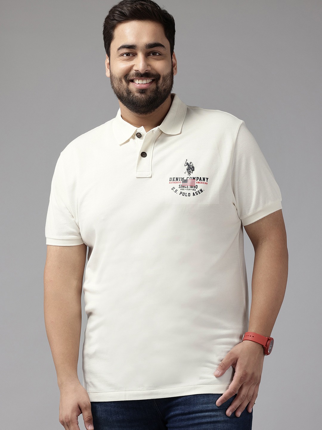 

U.S. Polo Assn. Denim Co. Plus Size Polo Collar T-shirt, White