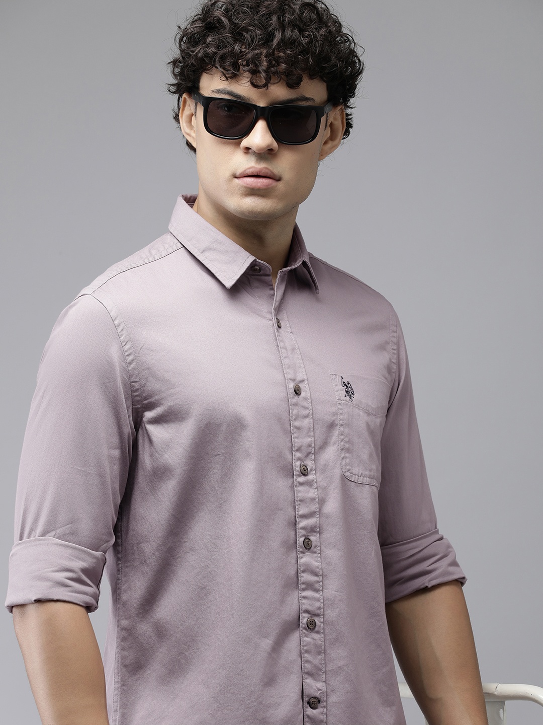 

U.S. Polo Assn. Denim Co. Spread Collar Slim Fit Pure Cotton Casual Shirt, Mauve