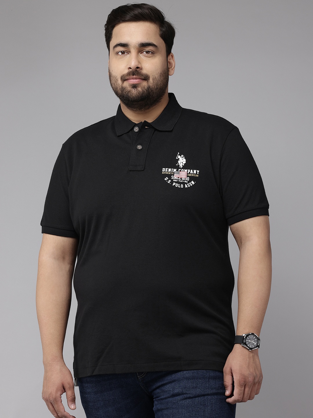 

U.S. Polo Assn. Denim Co. Plus Size Printed Polo T-shirt, Black