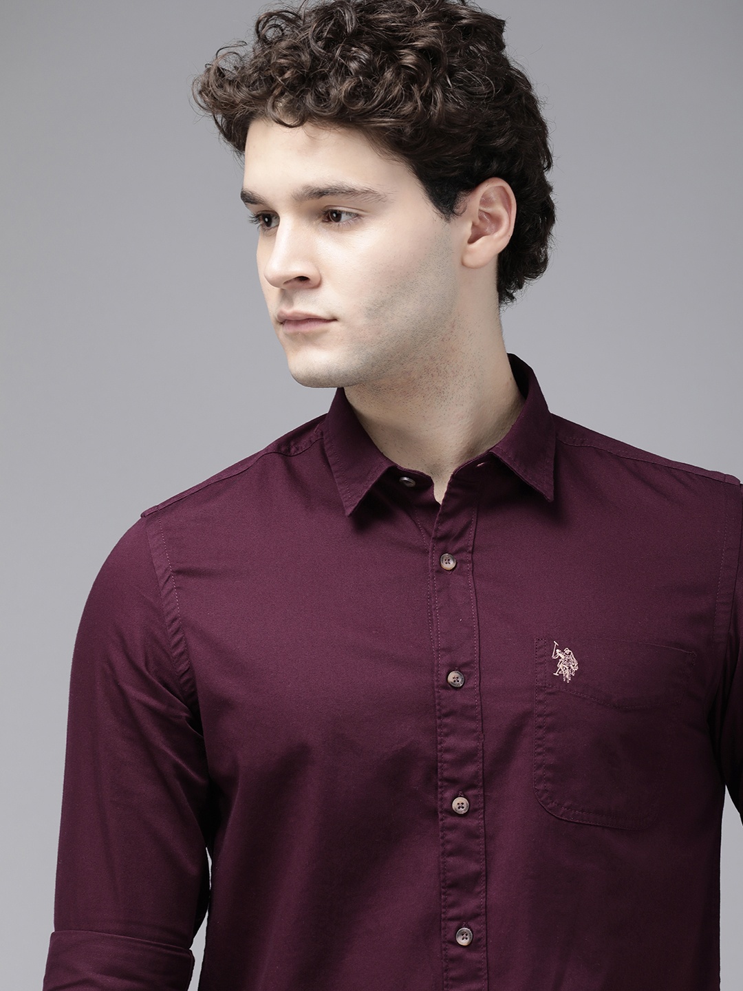 

U.S. Polo Assn. Denim Co. Pure Cotton Slim Fit Opaque Casual Shirt, Purple