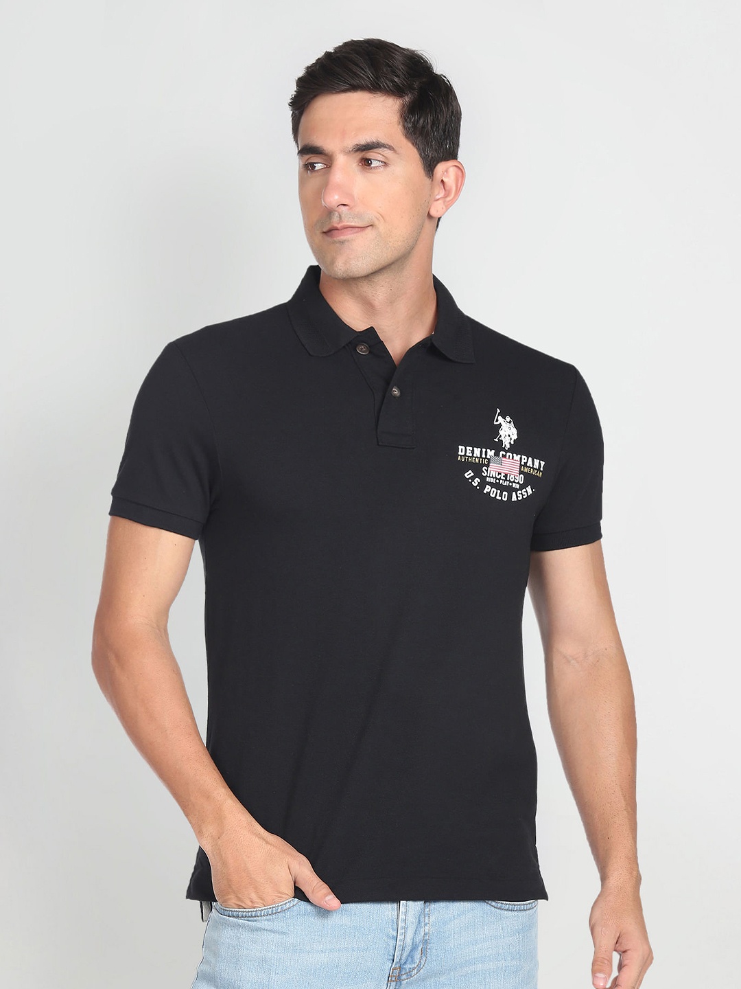 

U.S. Polo Assn. Denim Co. Polo Collar Regular Fit Casual T-shirt, Black
