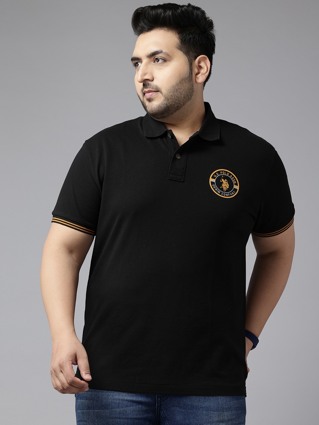 

U.S. Polo Assn. Denim Co. Plus Size Polo Collar T-shirt, Black