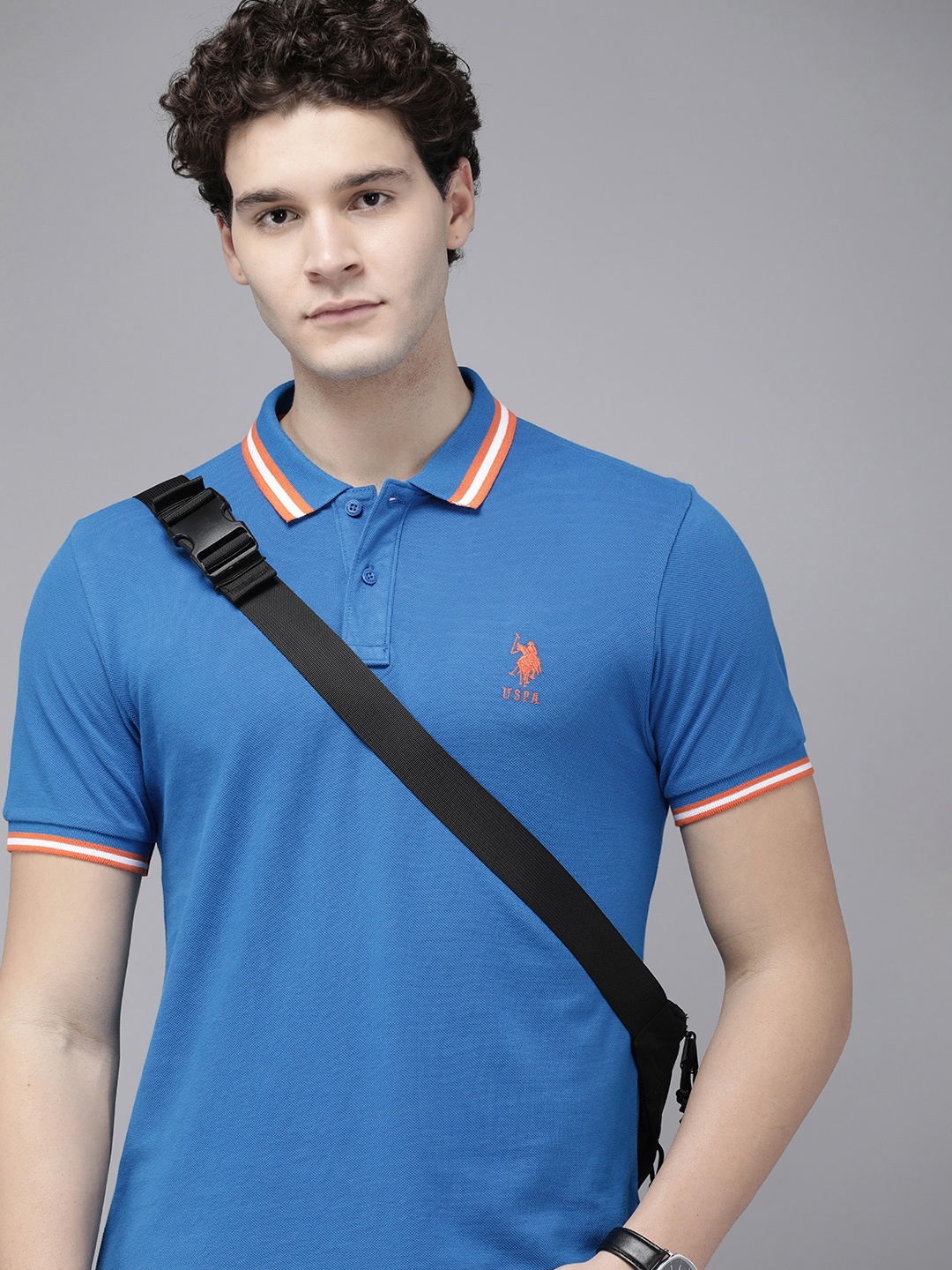 

U.S. Polo Assn. Polo Collar Pure Cotton Slim Fit T-shirt, Blue