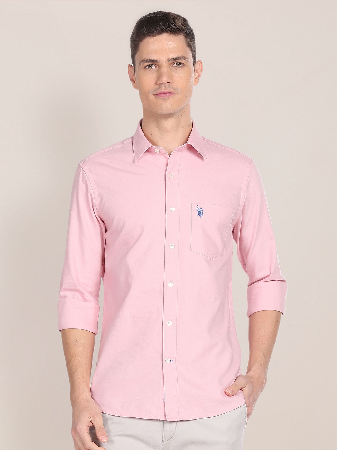 

U.S. Polo Assn. Premium Tailored Fit Pure Cotton Casual Shirt, Pink
