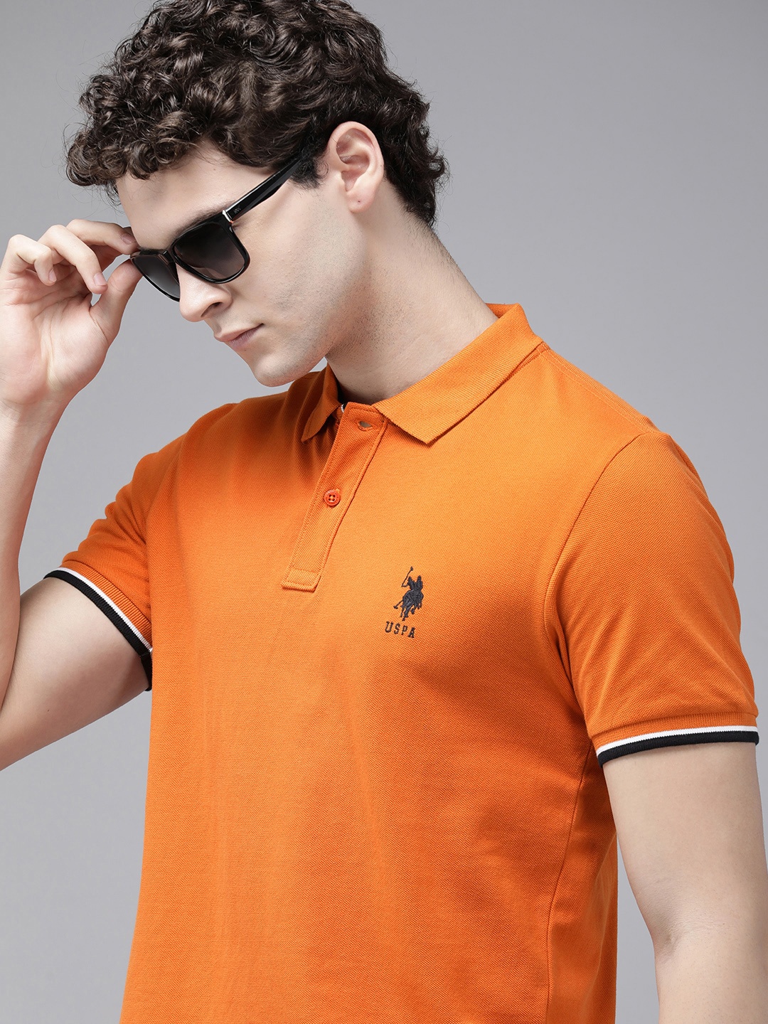 

U.S. Polo Assn. Polo Collar Pure Cotton Slim Fit T-shirt, Orange