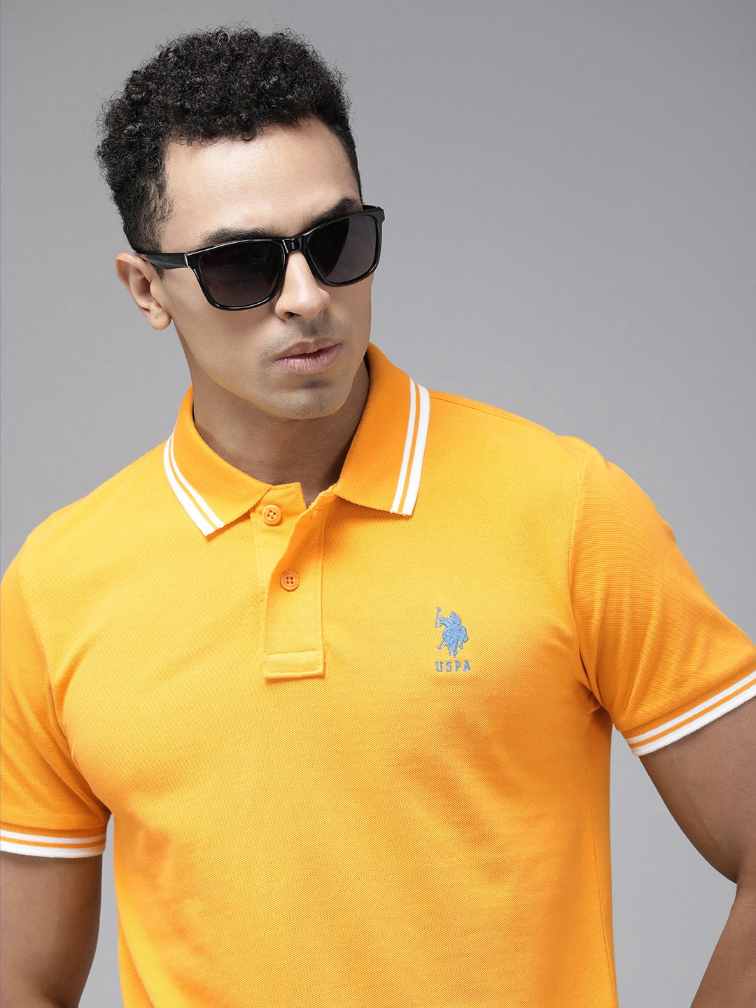 

U.S. Polo Assn. Polo Collar Pure Cotton Slim Fit T-shirt, Yellow