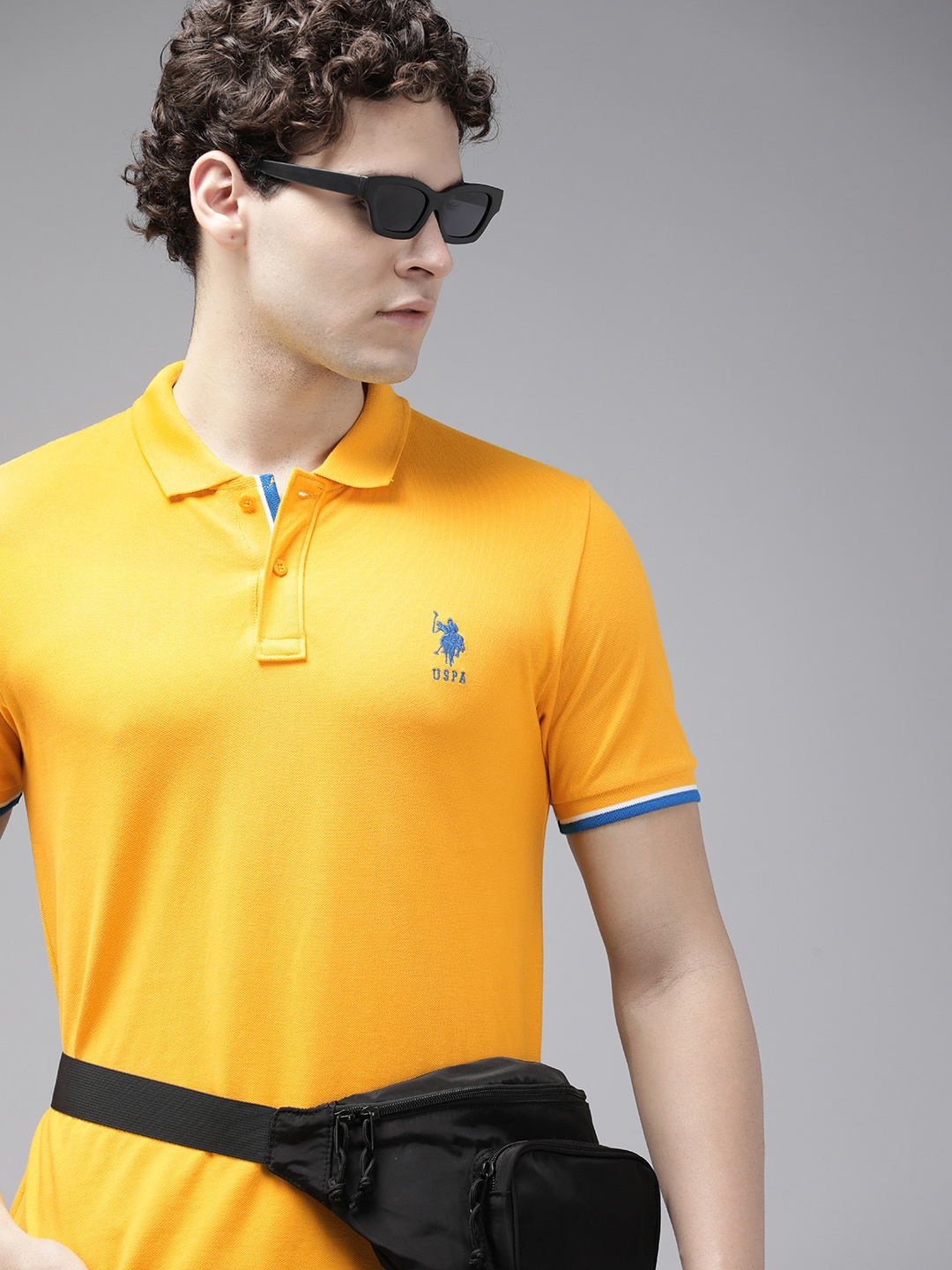 

U S Polo Assn Pure Cotton Polo Collar Regular Casual T-shirt, Yellow