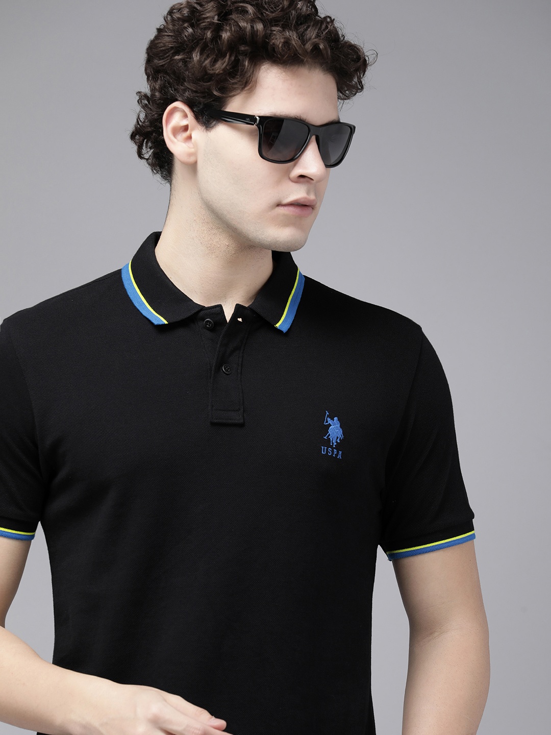 

U.S. Polo Assn. Polo Collar Pure Cotton Slim Fit T-shirt, Black