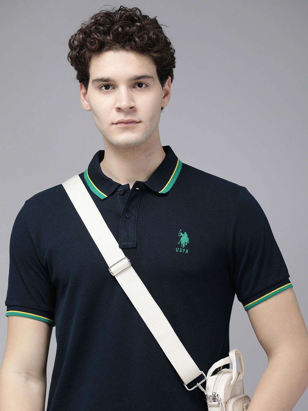 

U.S. Polo Assn. Polo Collar Pure Cotton Slim Fit T-shirt, Navy blue