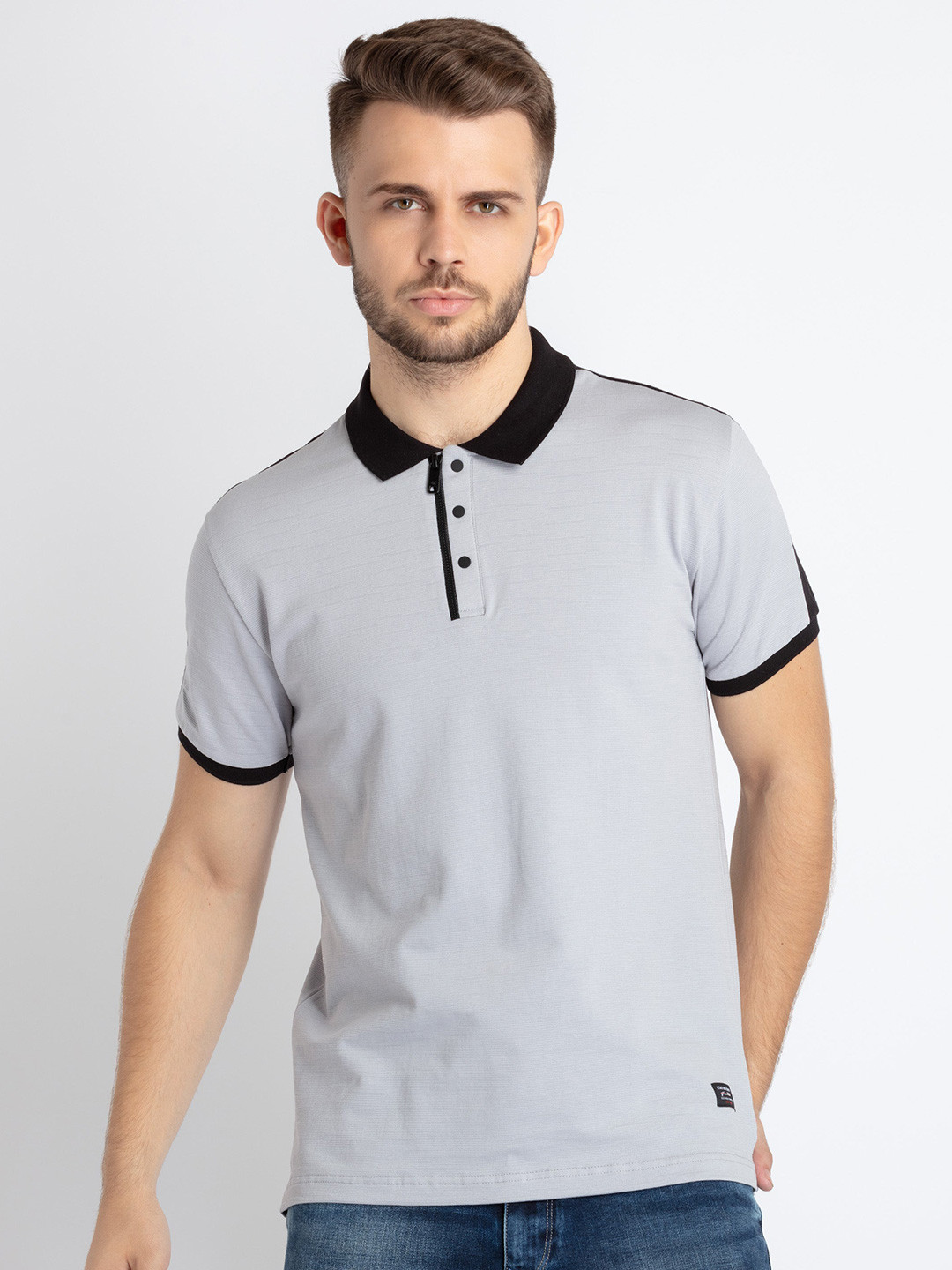

Status Quo Polo Collar Cotton T-shirt, Grey