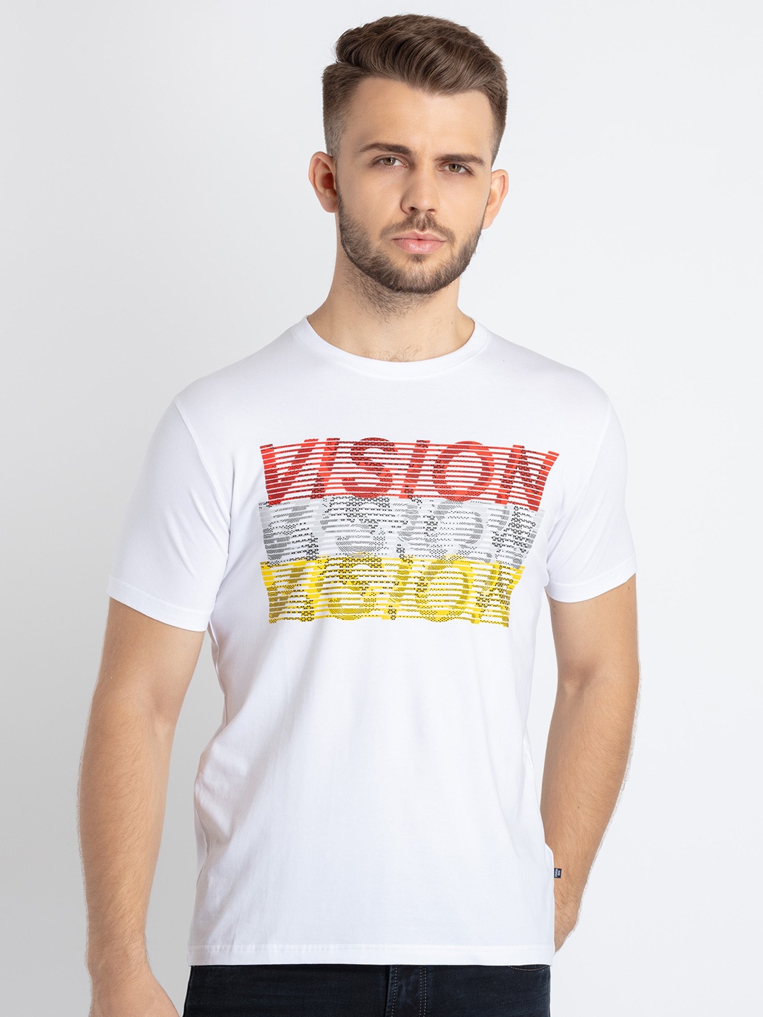 

Status Quo Typography Printed Cotton T-shirt, White