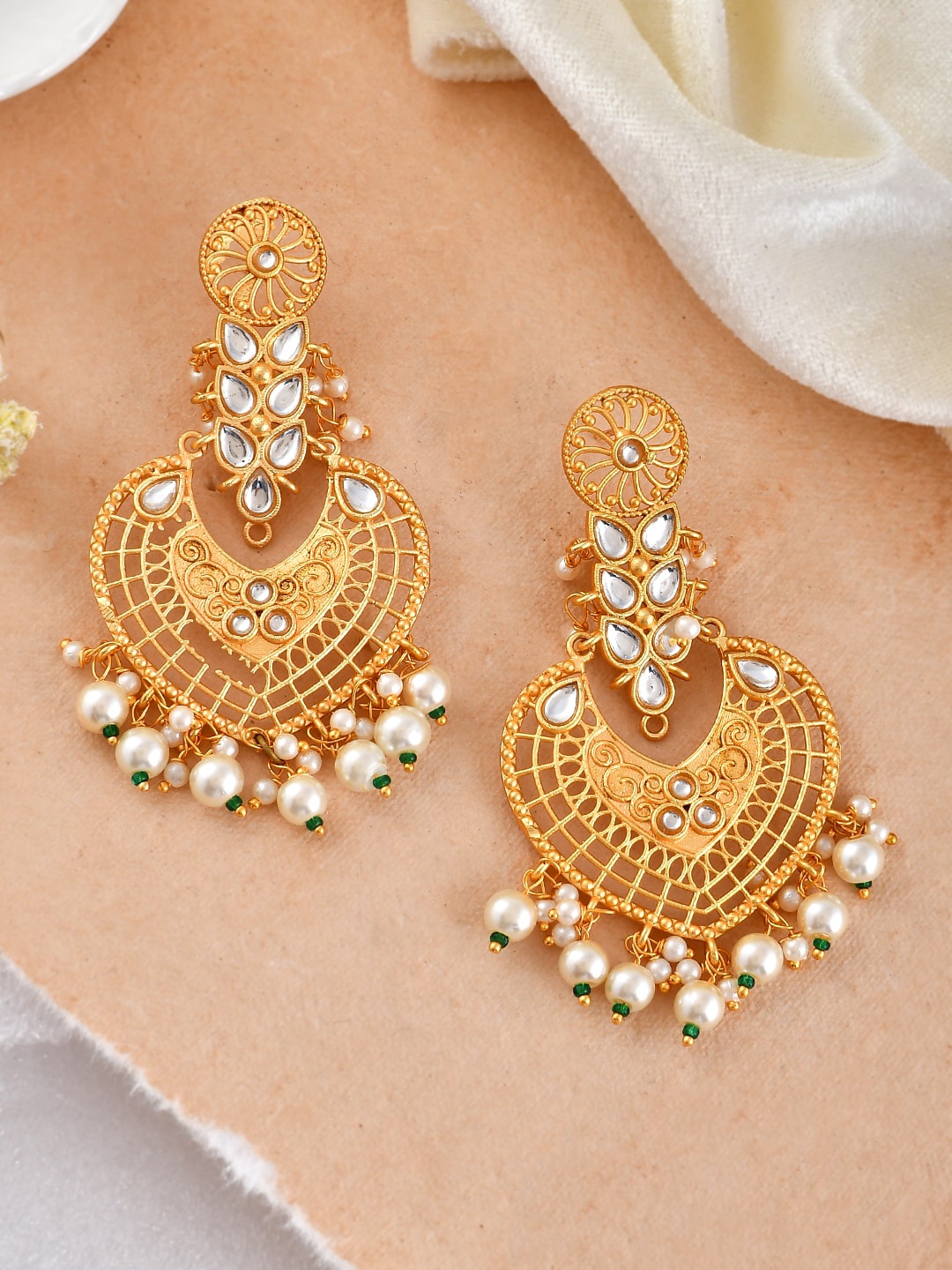 

Silvermerc Designs Gold Plated Contemporary Chandbalis Earrings