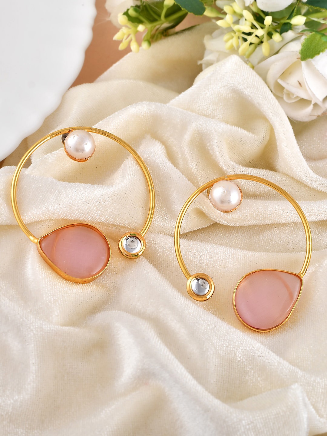 

Silvermerc Designs Contemporary Stone Hoop Earrings, Pink