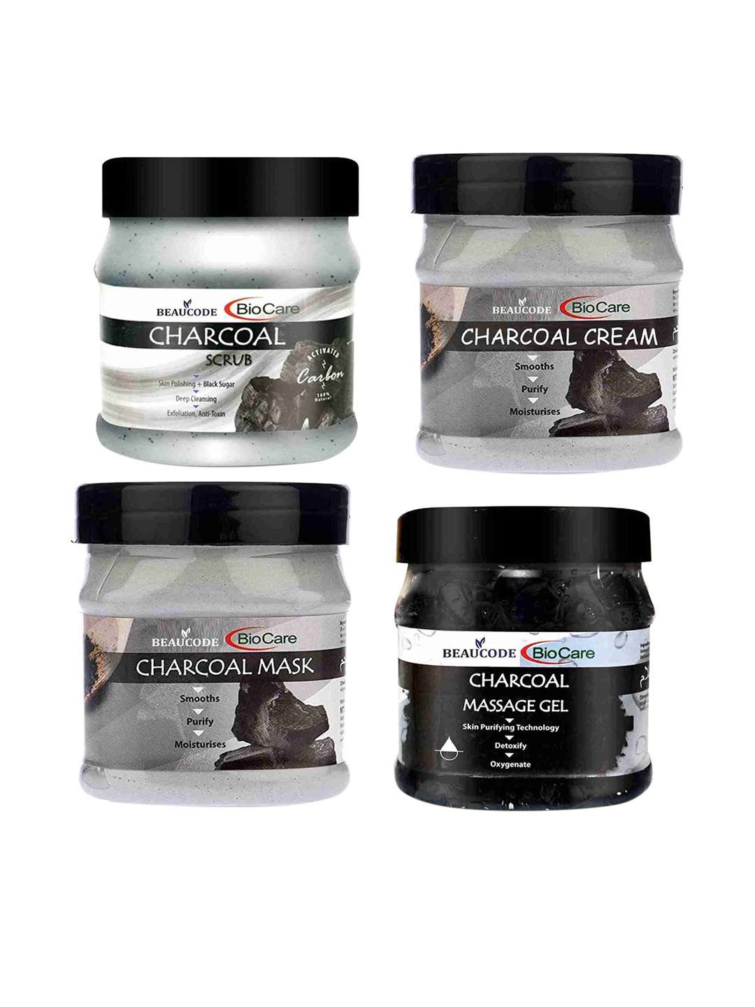 

BEAUCODE BIOCARE Charcoal Four Steps Facial Kit - 250 ml each, Black