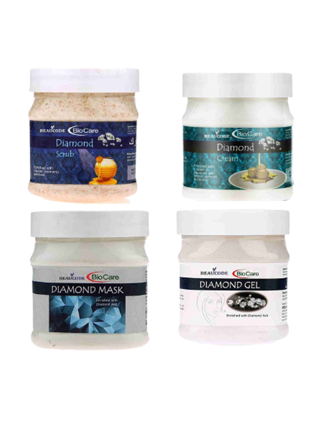 

BEAUCODE BIOCARE Set Of 4 Diamond Face Cream - Mask - Gel & Scrub -1250gm Each, White