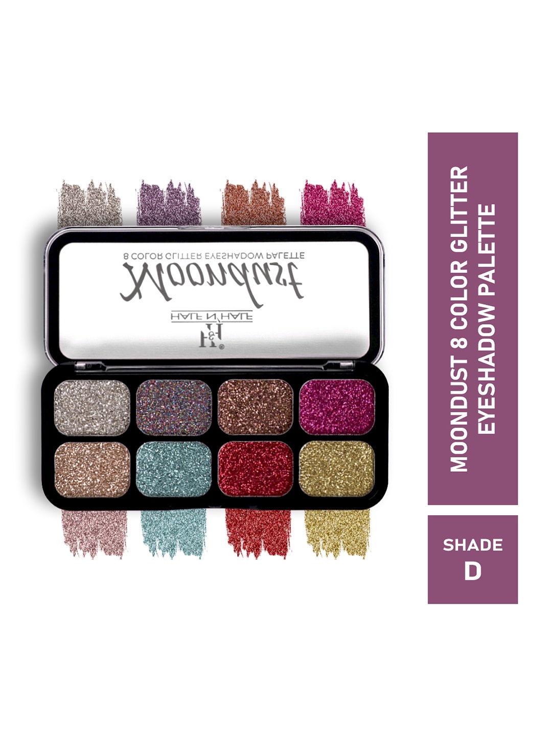 

Half N Half Moondust 8 Color Glitter Eyeshadow Palette - Shade D, Multi
