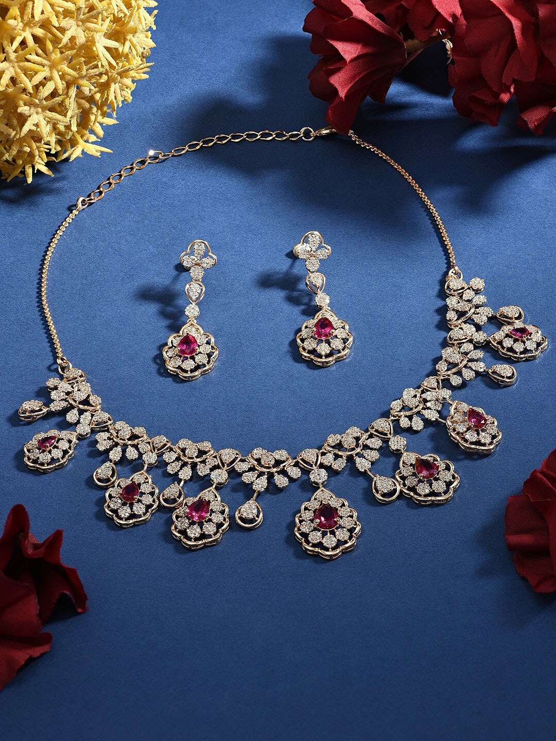 

AMI Rose Gold-Plated CZ-Studded Jewellery Set