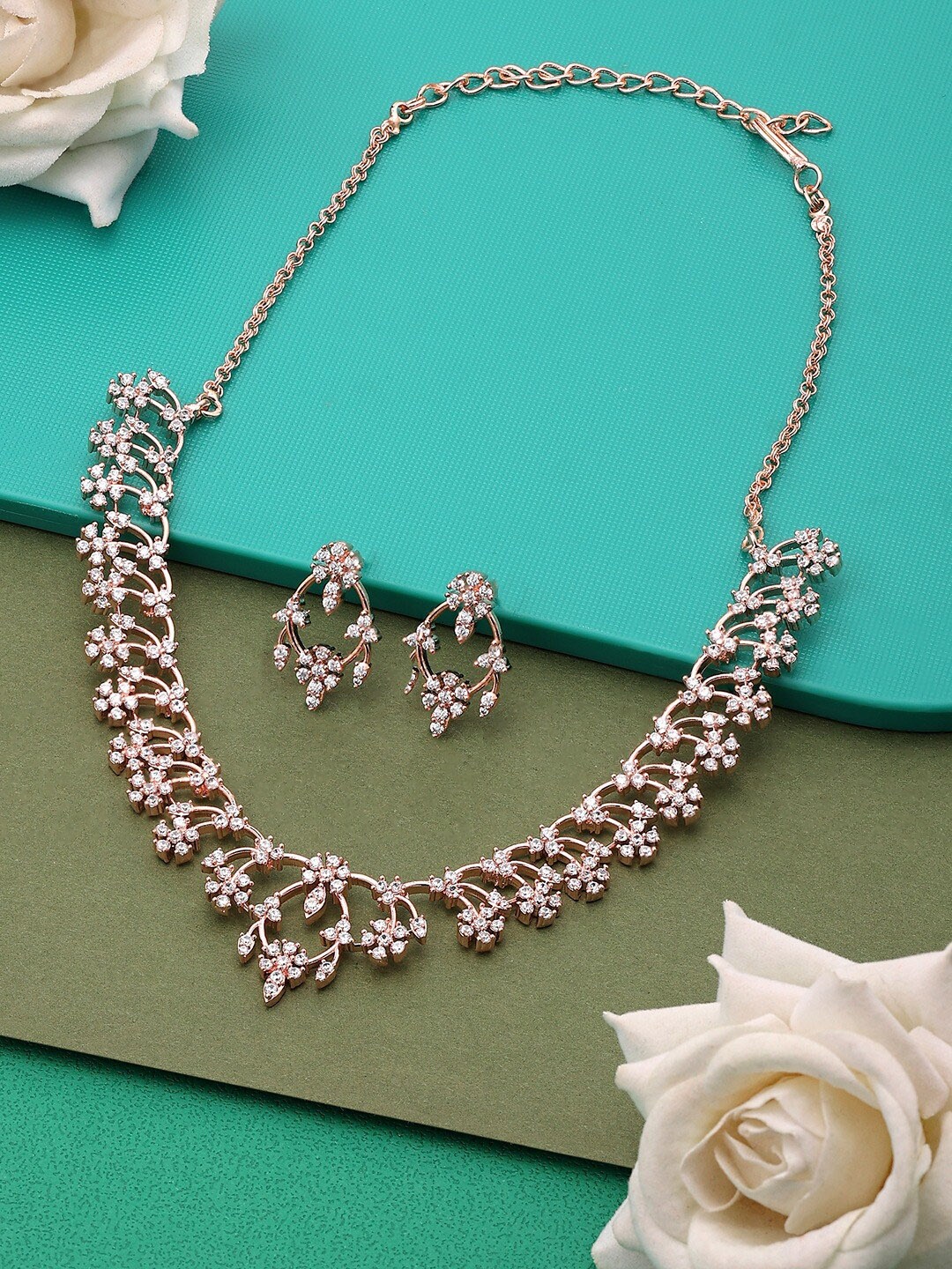 

AMI Rose Gold-Plated CZ-Studded Jewellery Set