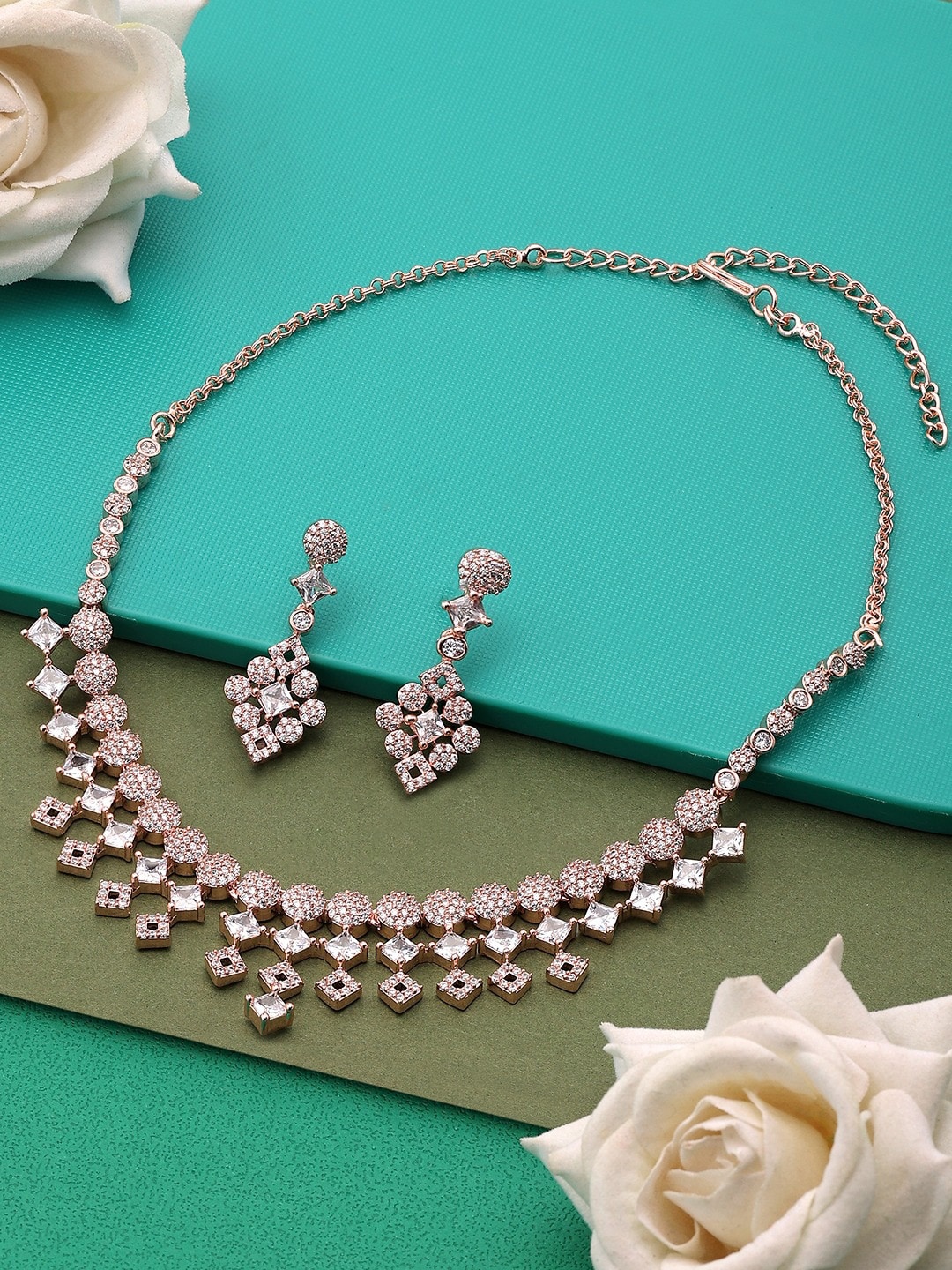 

AMI Rose Gold-Plated CZ-Studded Jewellery Set