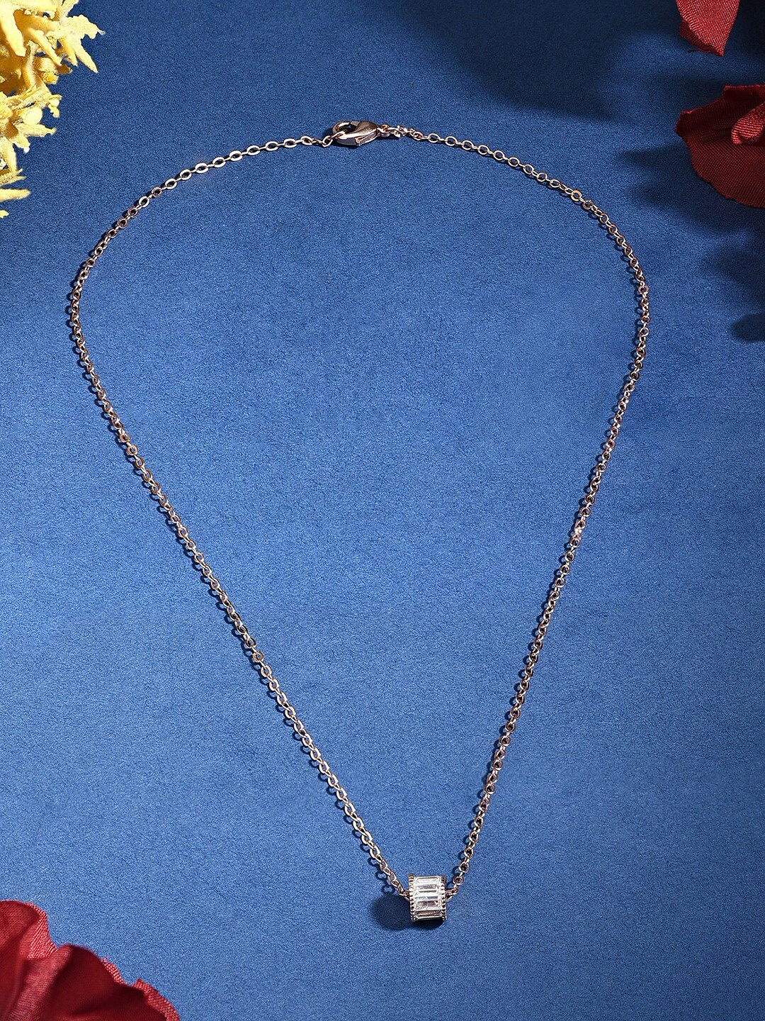 

AMI Rose Gold-Plated Baguette Chain With Pendant