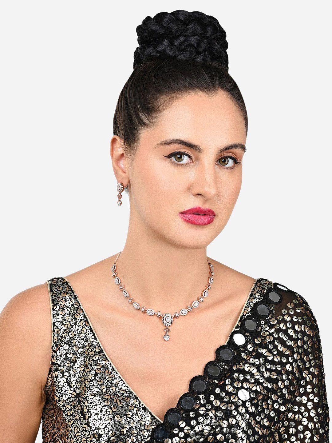 

AMI Rose Gold-Plated CZ-Studded Jewellery Set