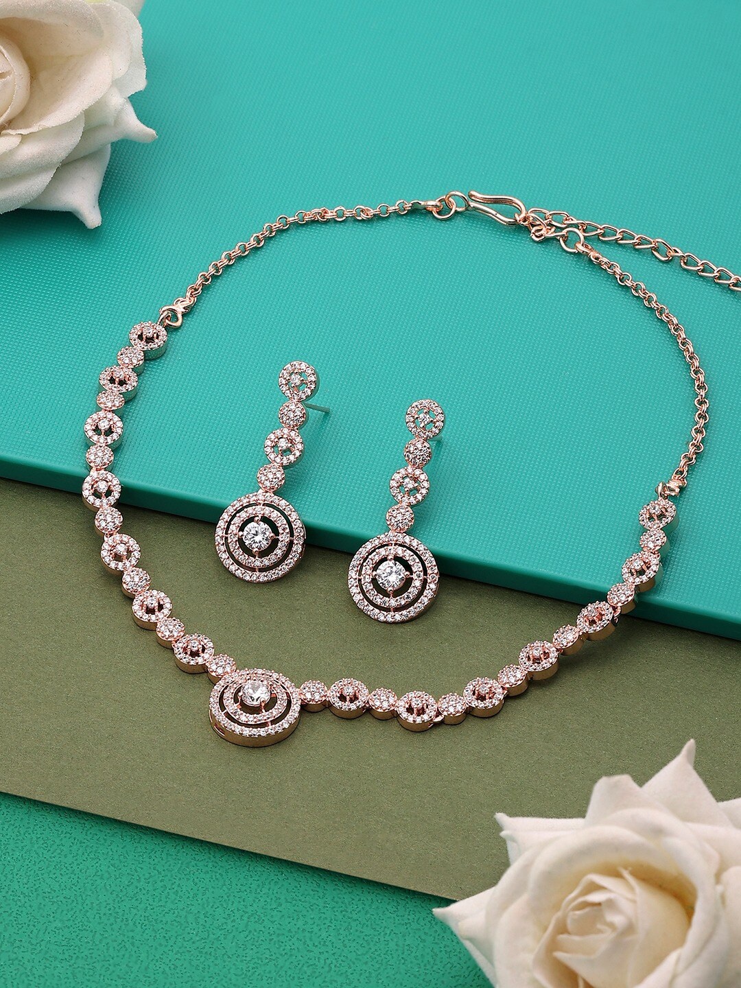 

AMI Rose Gold-Plated CZ Studded Jewellery Set