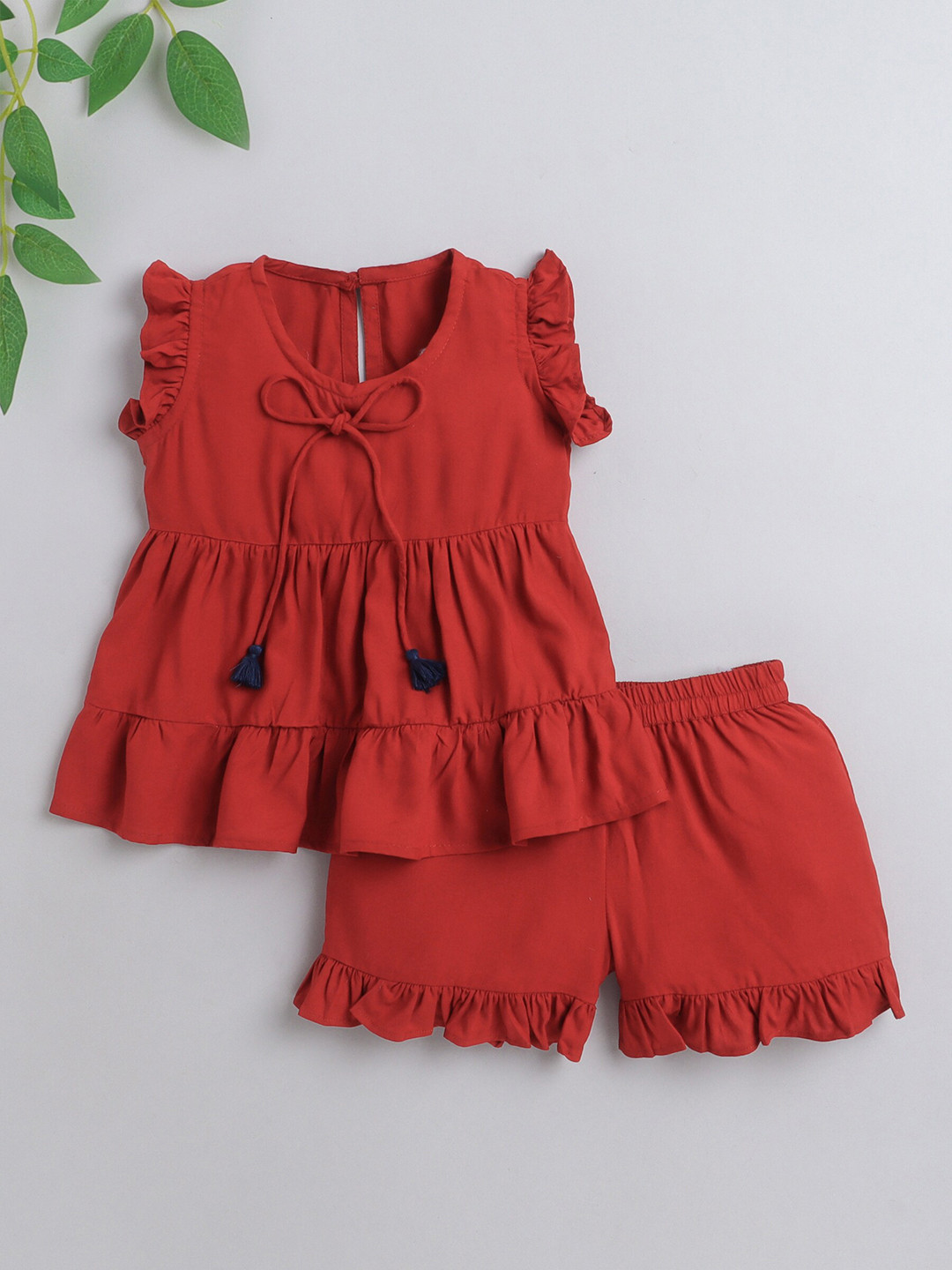 

The Magic Wand Girls Red Top With Shorts