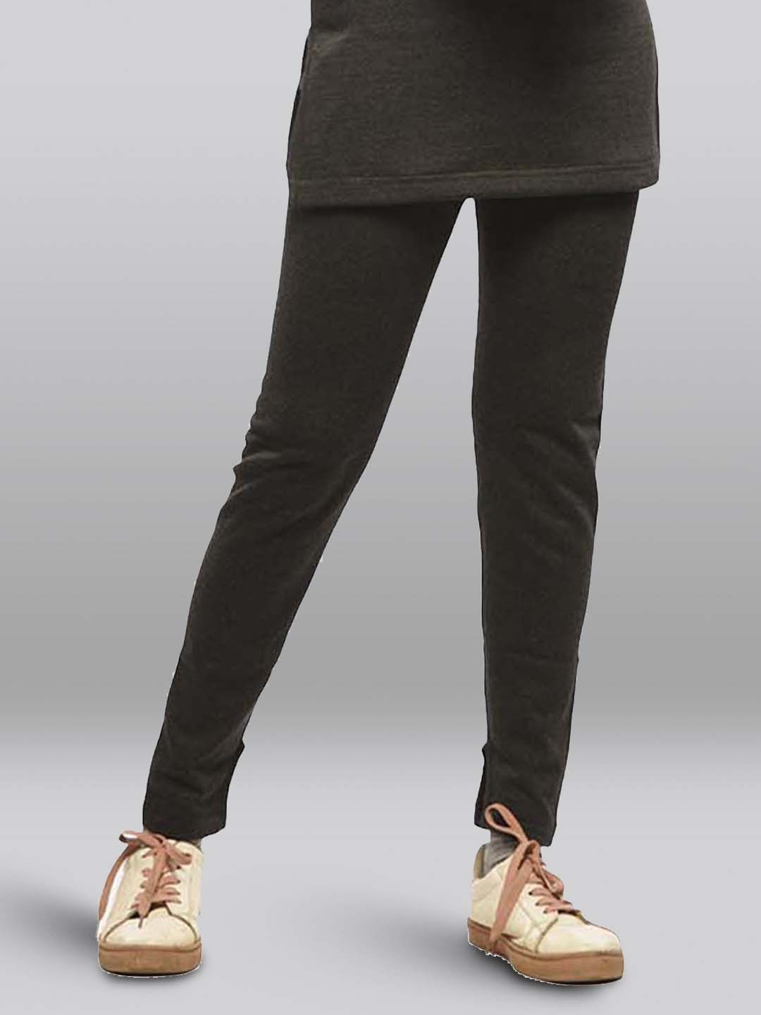 INFERNO Women Plus Size Mid-Rise Cotton Thermal Bottoms, Black