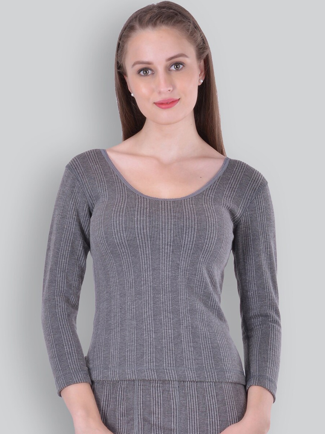 

INFERNO Ribbed Cotton Thermal Tops, Grey