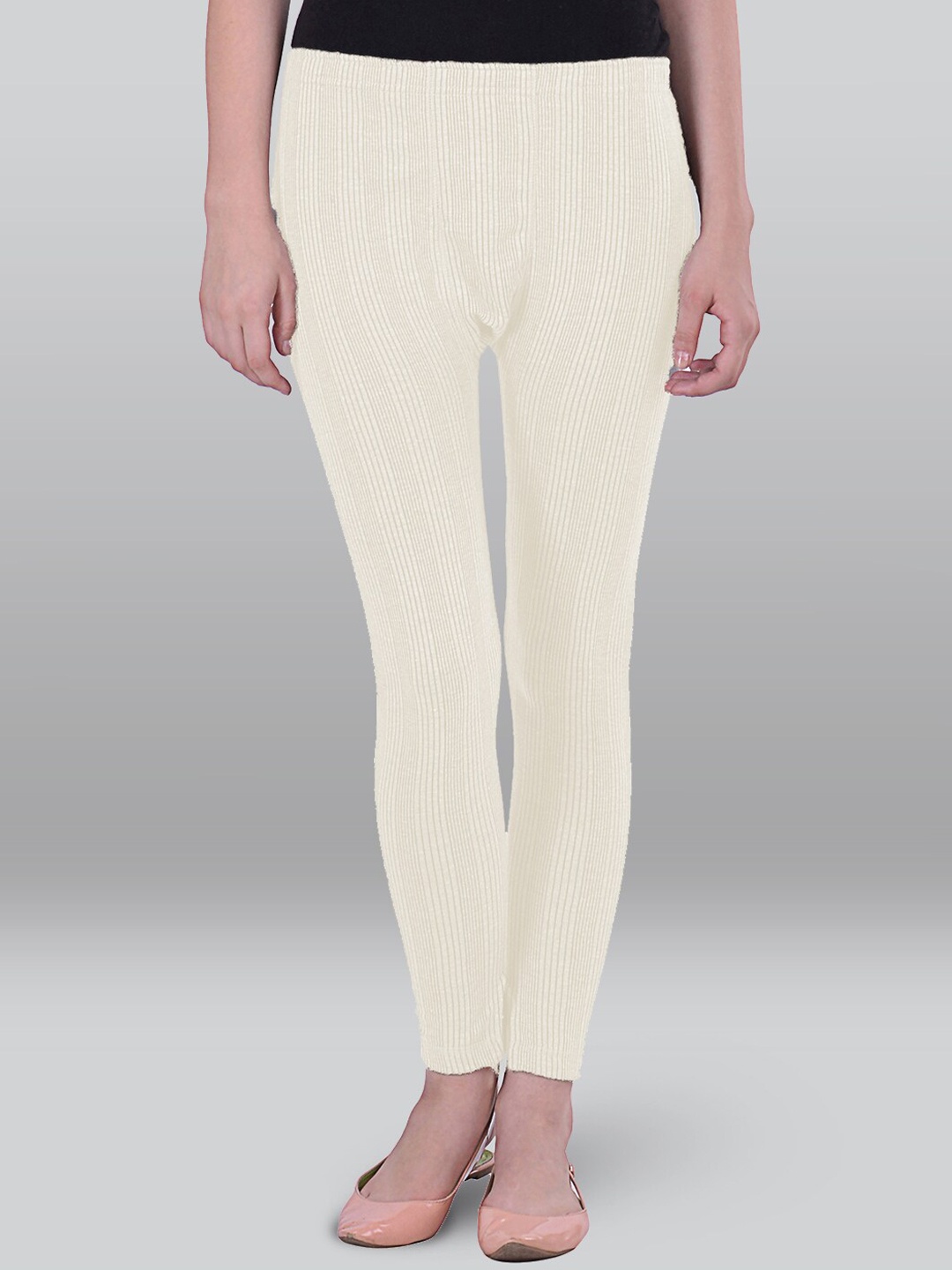 

INFERNO Women Ribbed Cotton Thermal Bottoms, White