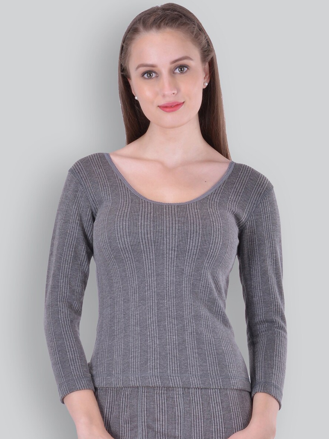 

INFERNO Ribbed Cotton Thermal Top, Grey