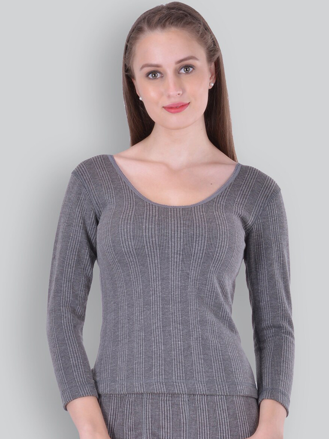 

INFERNO Ribbed Cotton Thermal Top, Grey