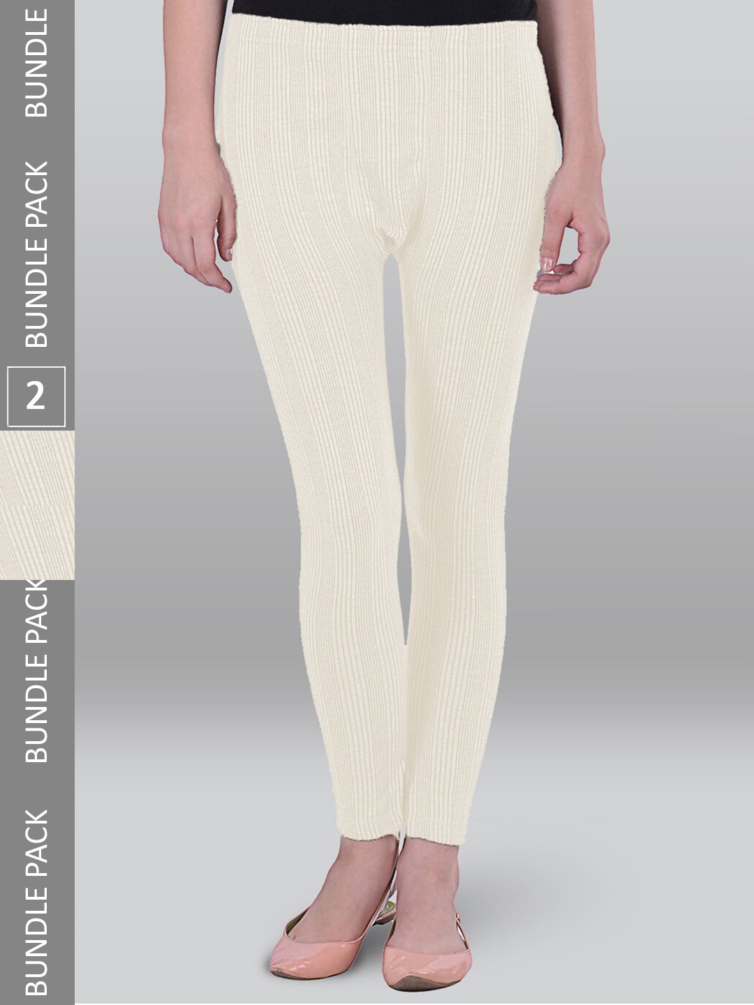 

INFERNO Women Pack Of 2 Ribbed Thermal Trousers, White