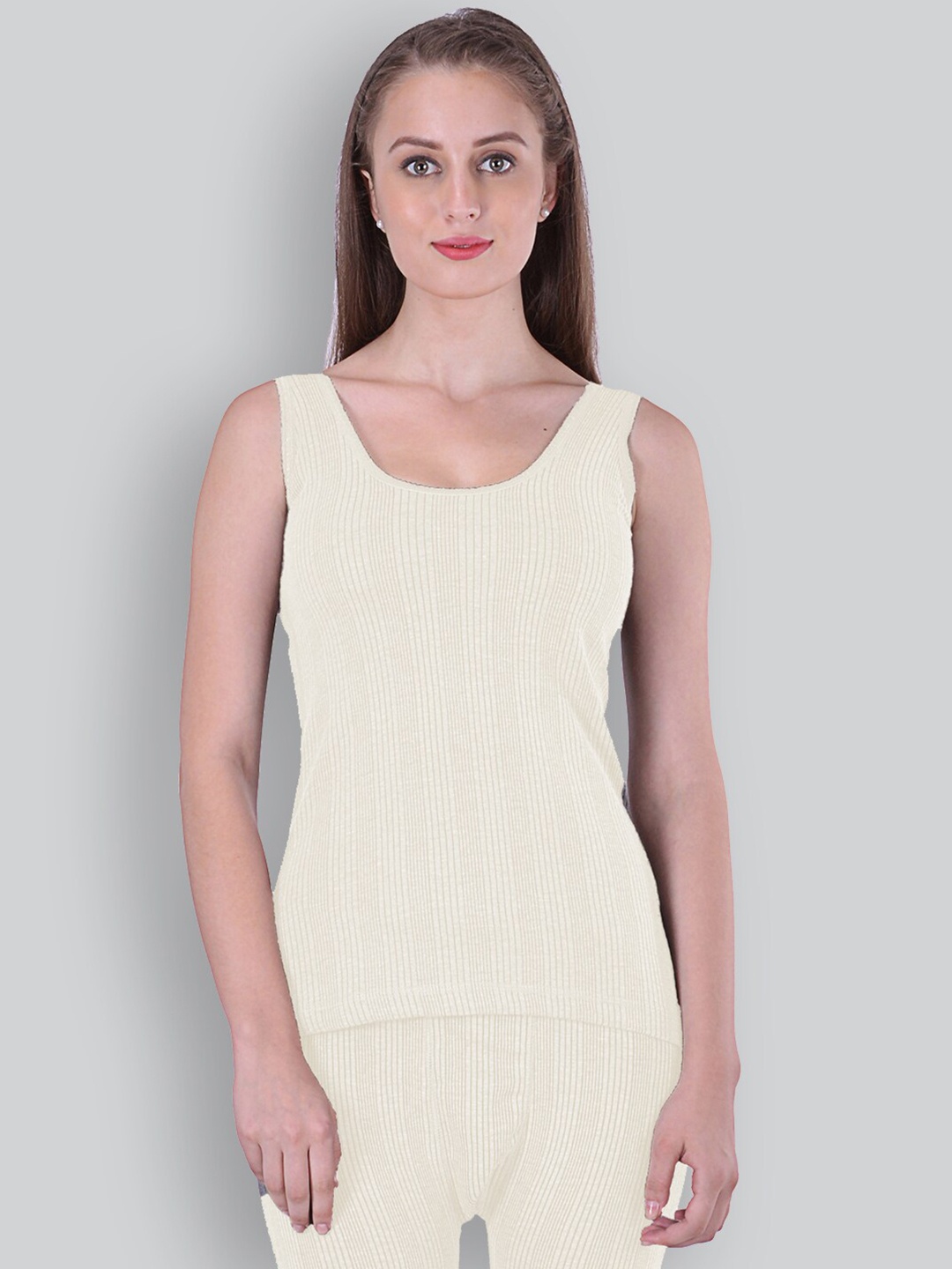 

INFERNO Ribbed Cotton Thermal Top, White