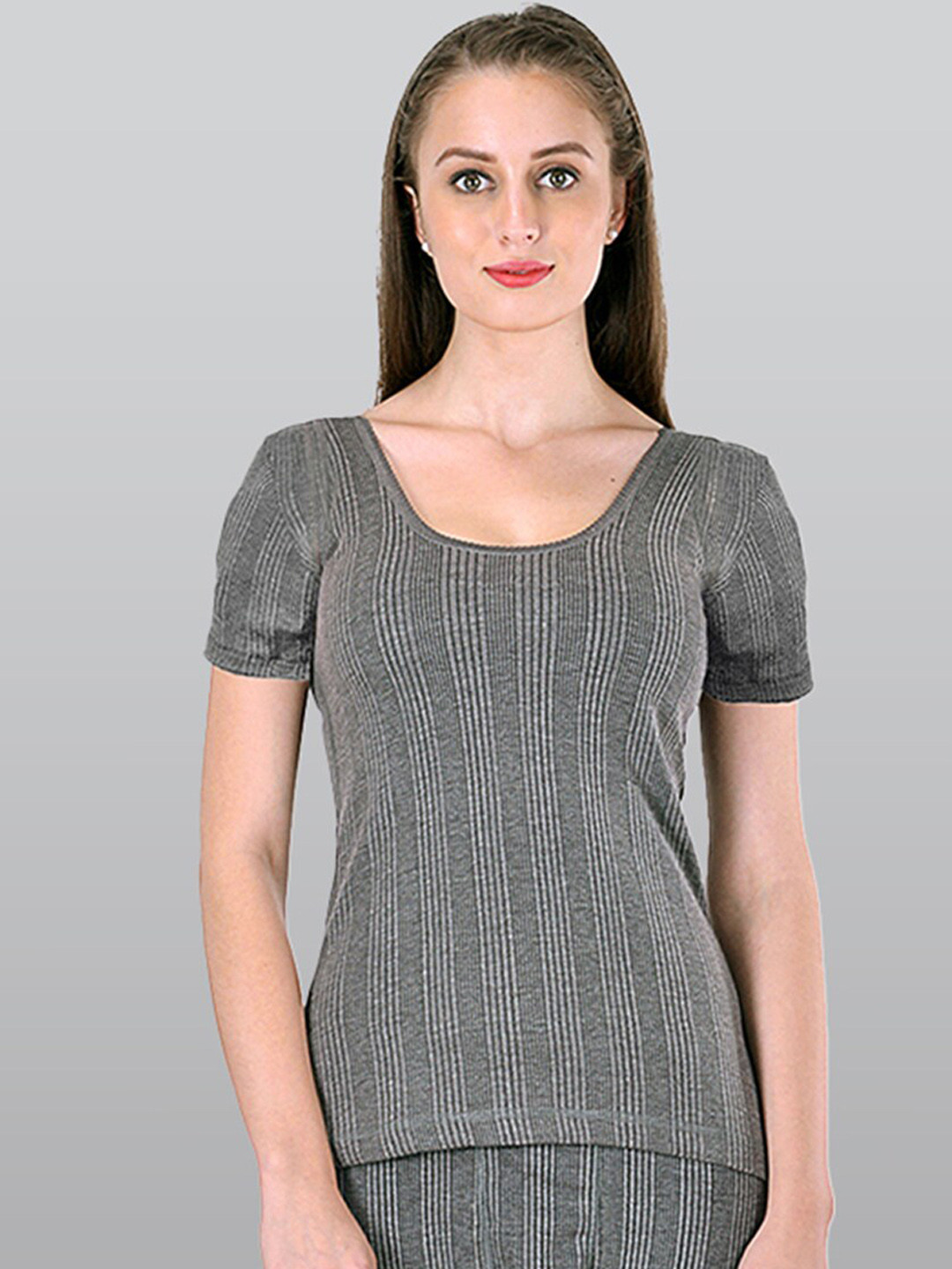 

INFERNO Ribbed Combed Cotton Thermal Top, Grey