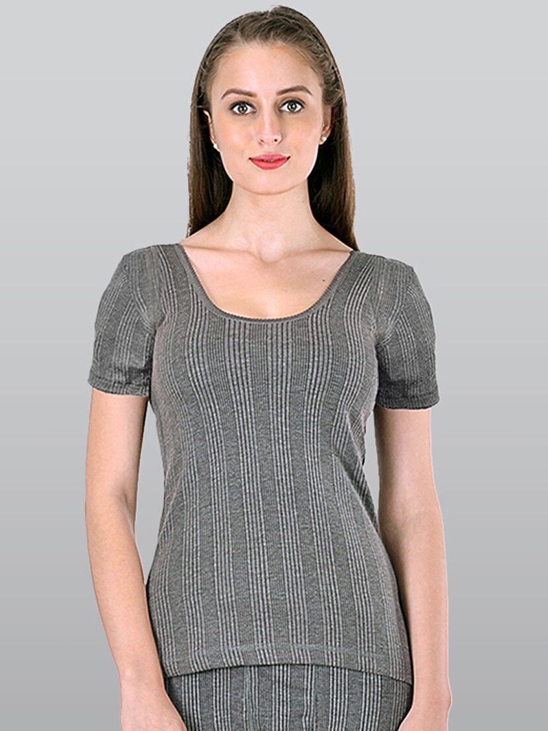 

INFERNO Ribbed Cotton Thermal Top, Grey