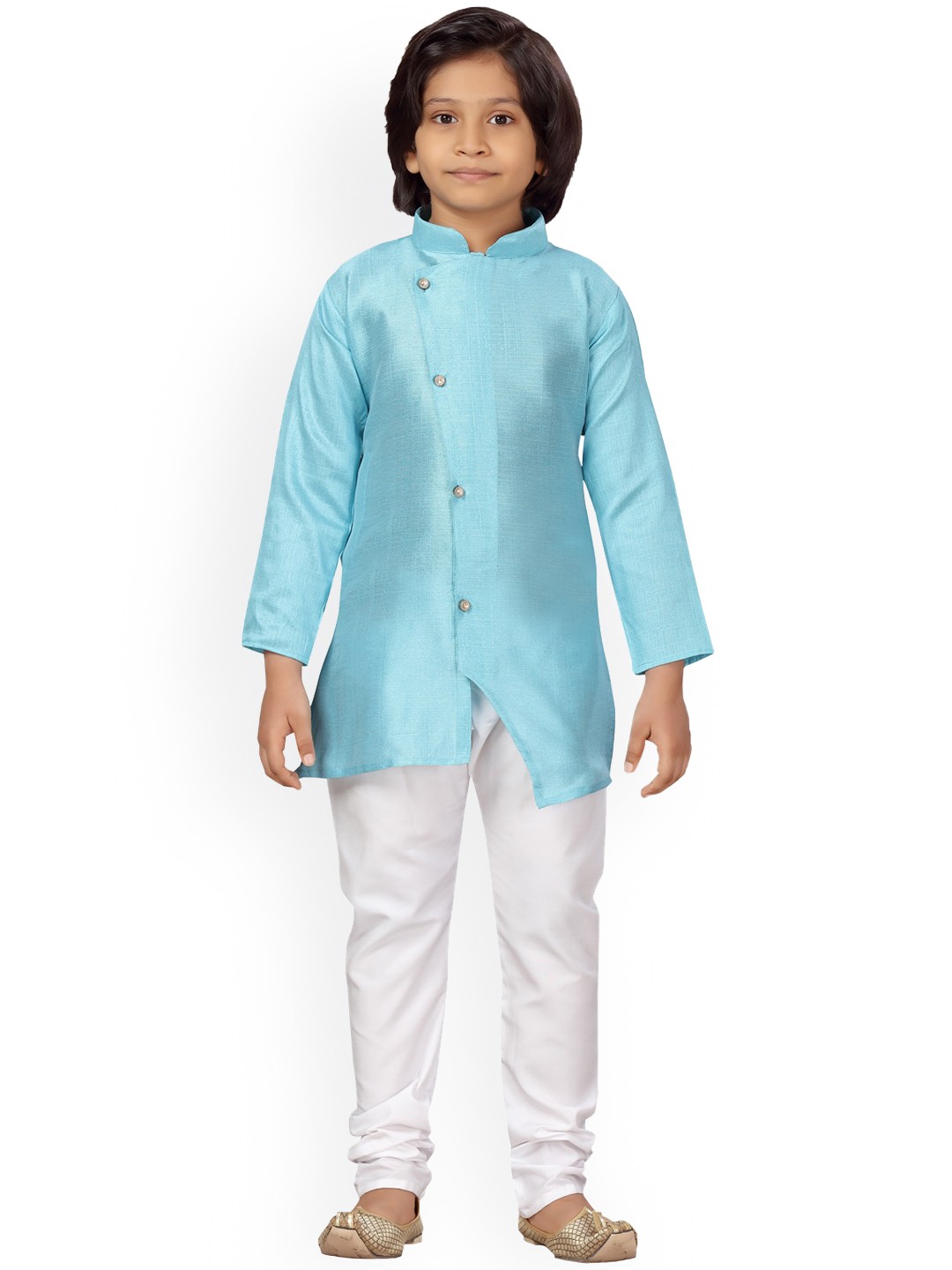 

BAESD Infants Pure Silk Kurta with Churidar, Turquoise blue