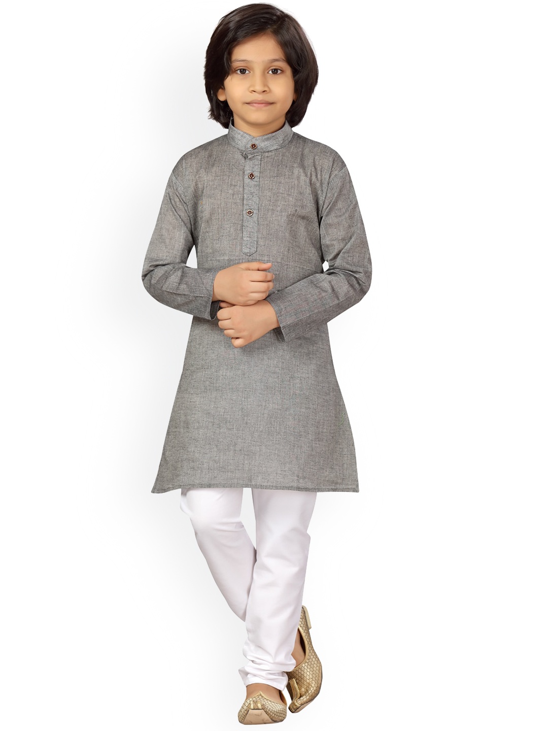 

BAESD Infants Grey Regular Pure Cotton Kurta with Churidar