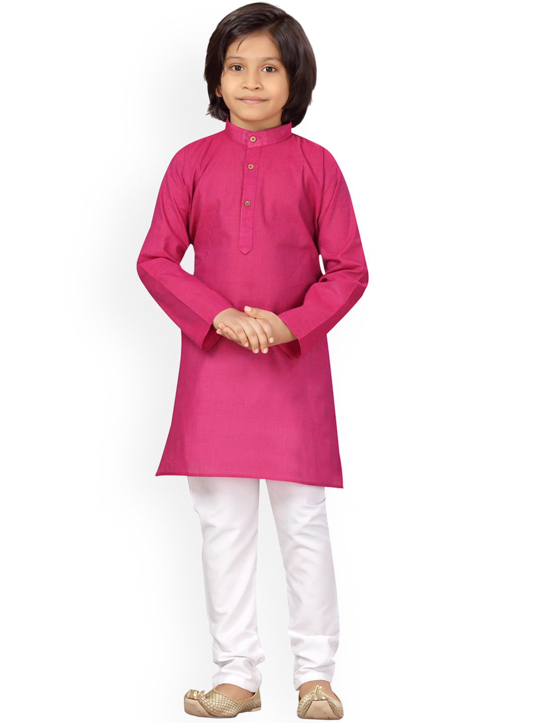 

BAESD Boys Band Collar Pure Cotton Regular Kurta with Pyjamas, Purple