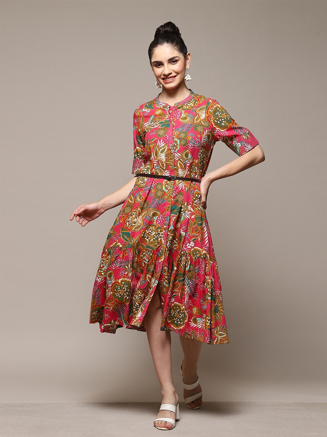 

Biba Fuchsia Floral Print Maxi Longline Top