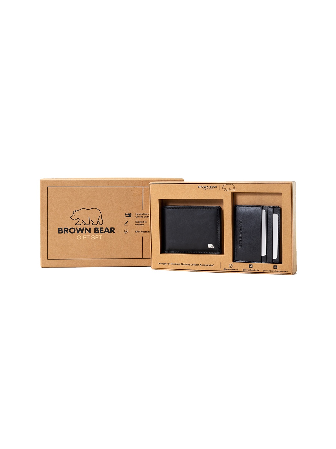 

BROWN BEAR Leather Wallet and Card Holder, Black