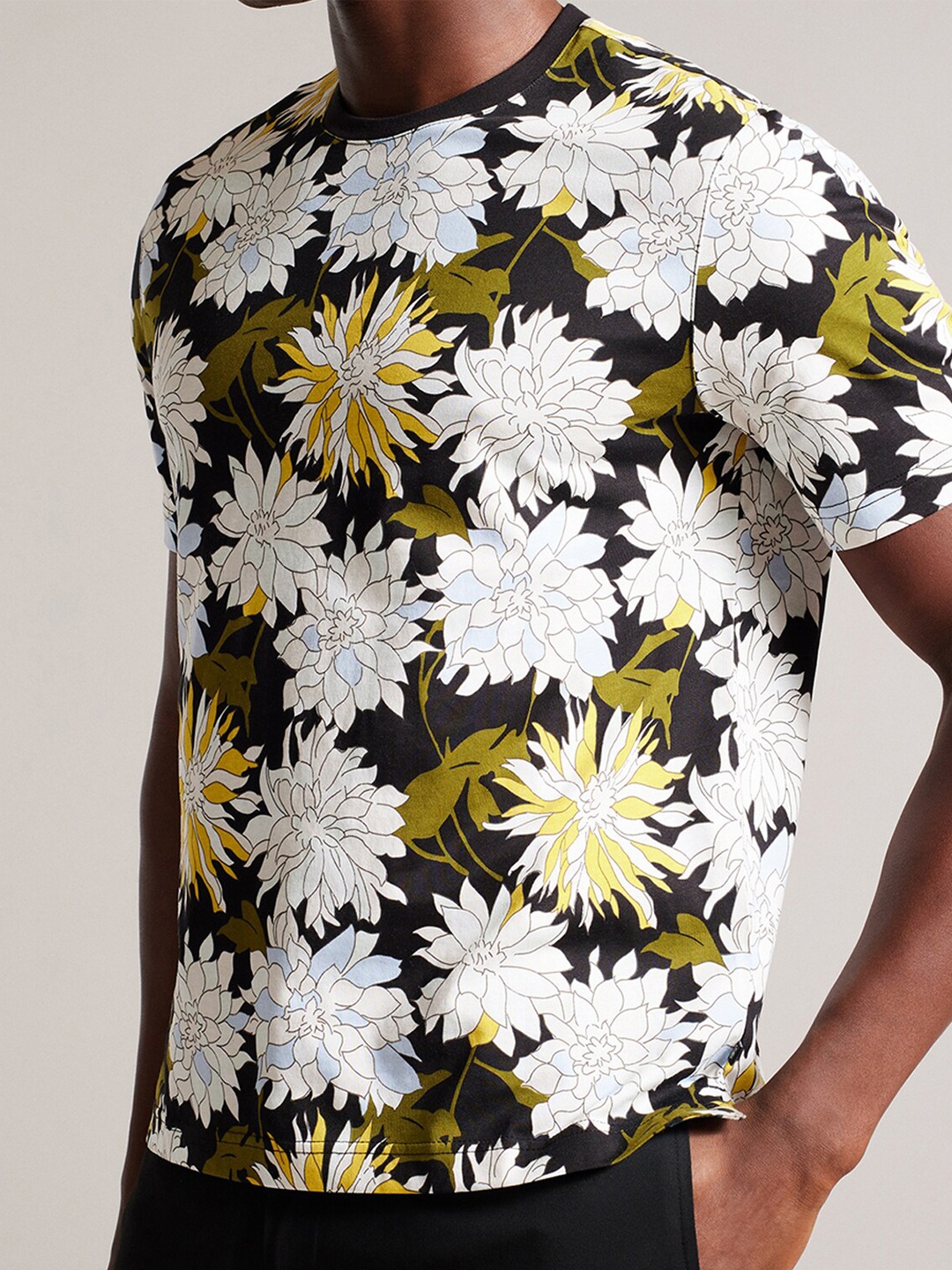 

Ted Baker Floral Printed Cotton T-shirt, Black