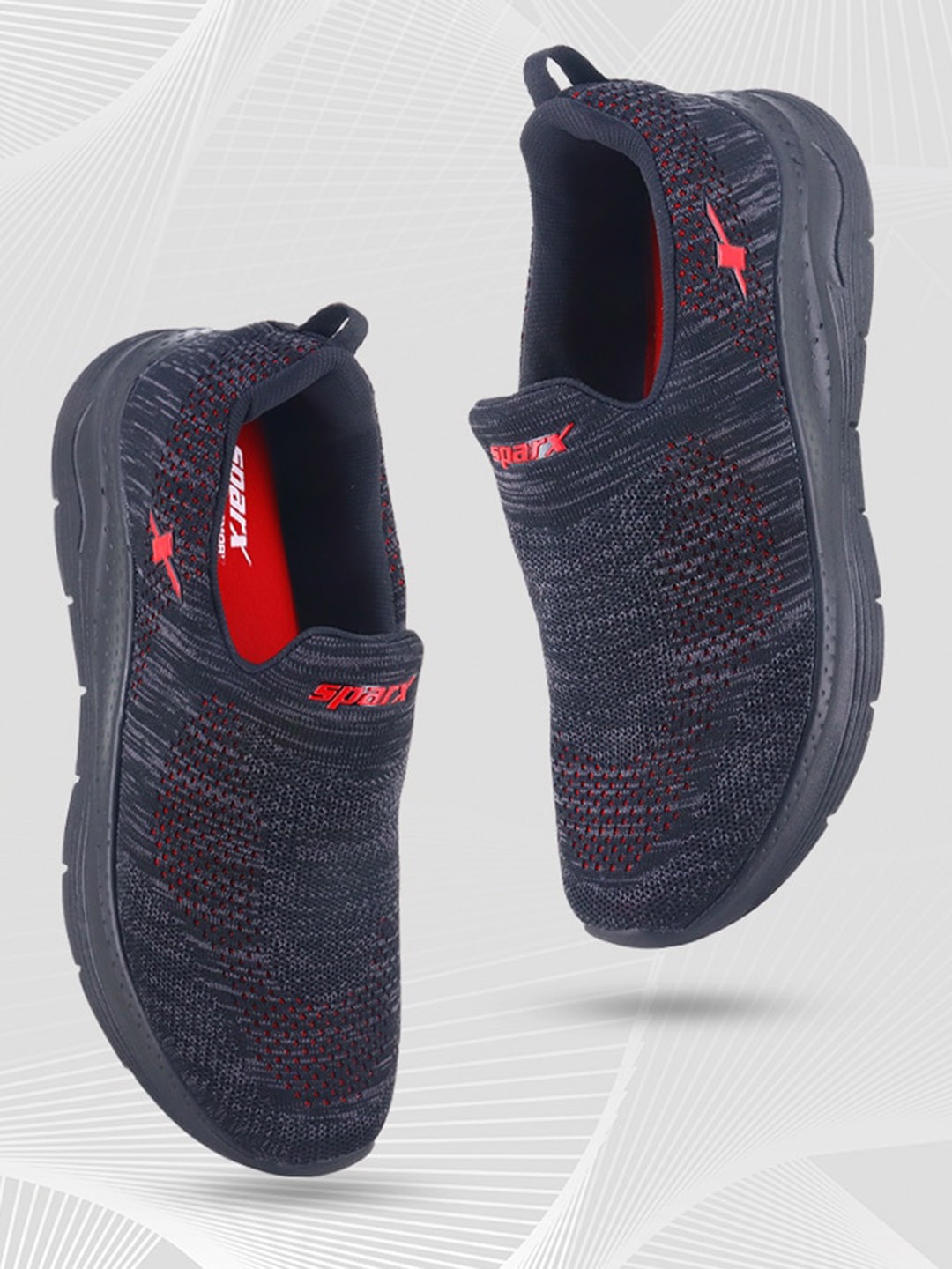 

Sparx Men Textured Comfort Insole Mesh Basics Slip-On Shoes, Black