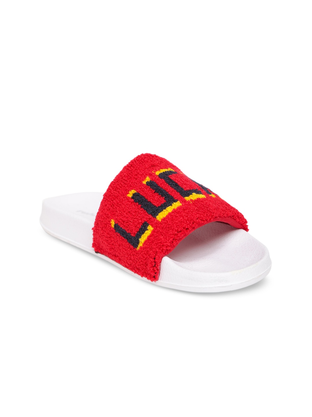 

rubi Women Fur Sliders, Red