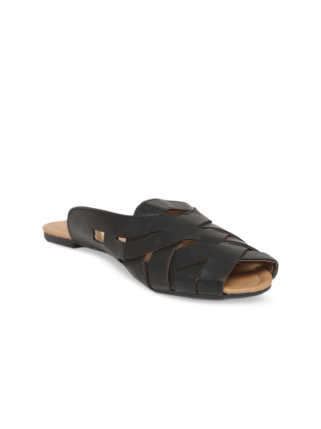 

rubi Cross Strap Open Toe Flats, Black