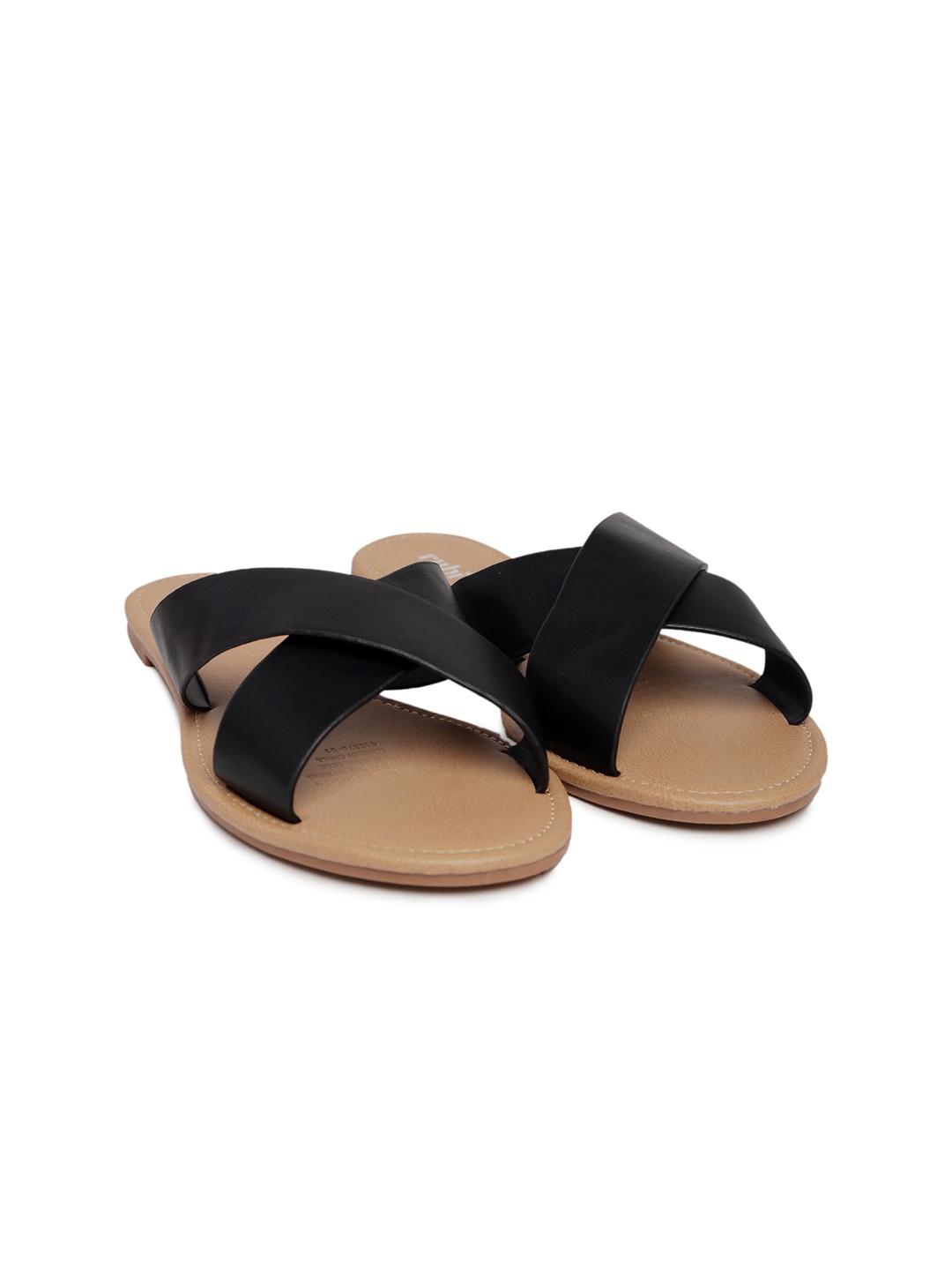 

rubi Cross Strap Open Toe Flats, Black