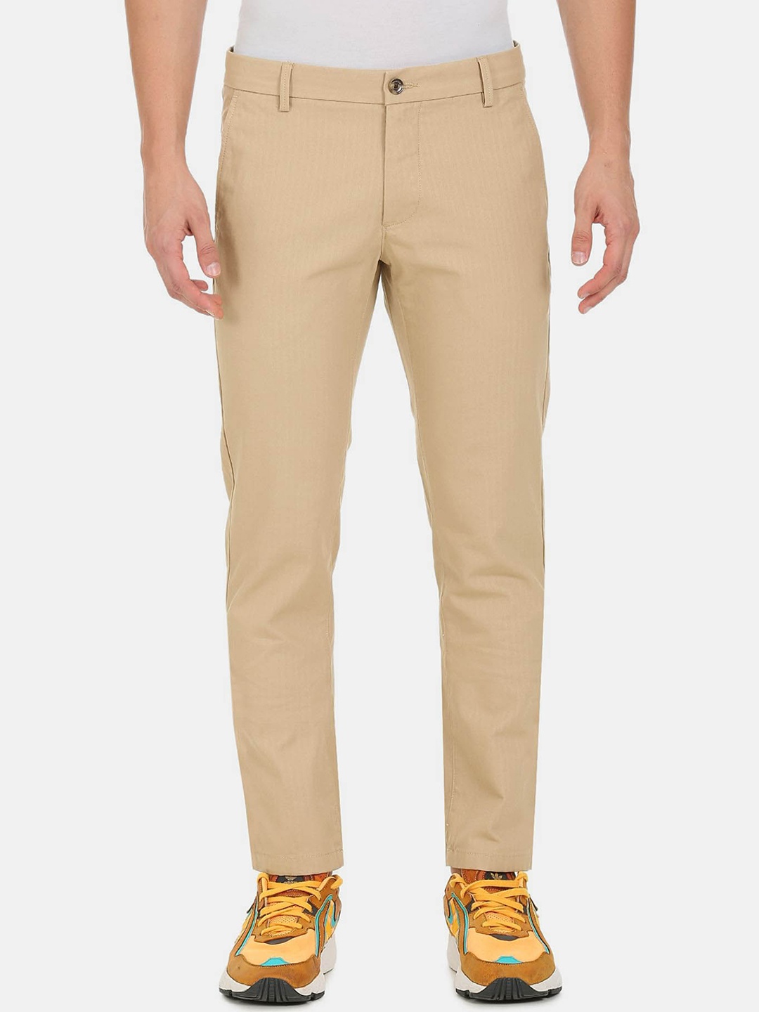 

Arrow Sport Men Slim Fit Low-Rise Pure Cotton Chinos, Cream