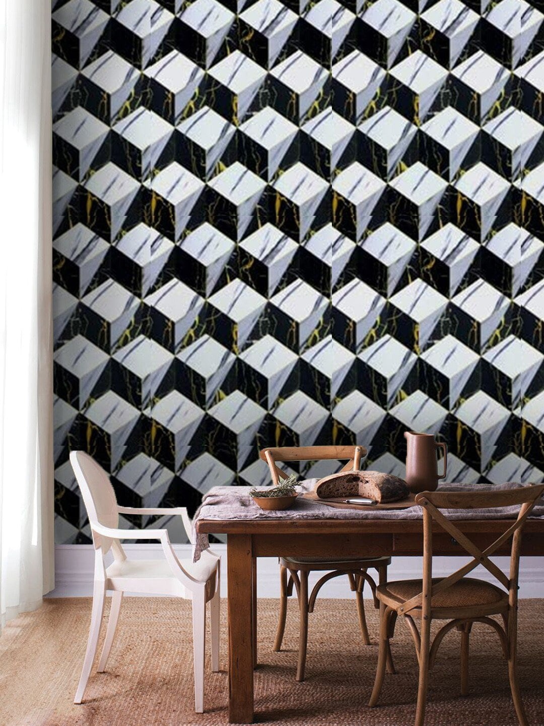 

Jaamso Royals Black & White 3D Marble Wallpaper